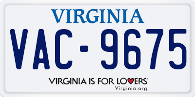 VA license plate VAC9675