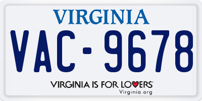 VA license plate VAC9678