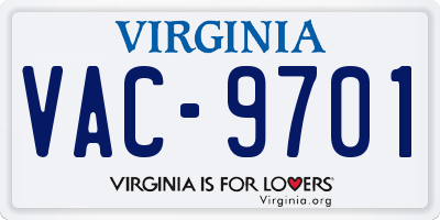 VA license plate VAC9701