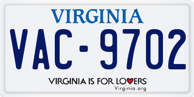 VA license plate VAC9702