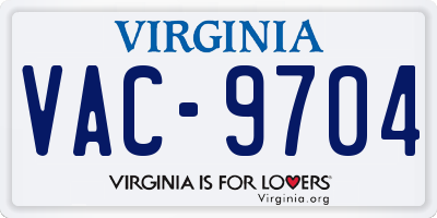 VA license plate VAC9704