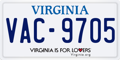 VA license plate VAC9705