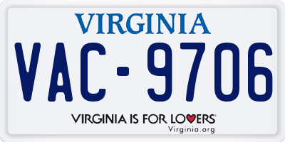 VA license plate VAC9706