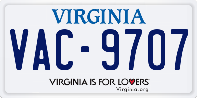 VA license plate VAC9707