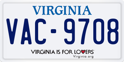 VA license plate VAC9708