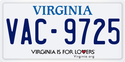 VA license plate VAC9725