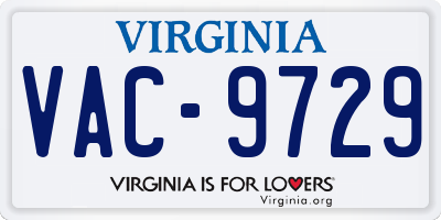 VA license plate VAC9729