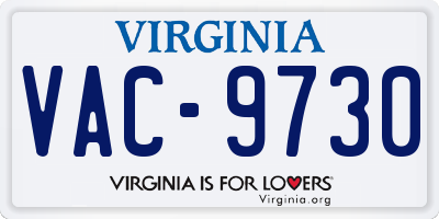 VA license plate VAC9730