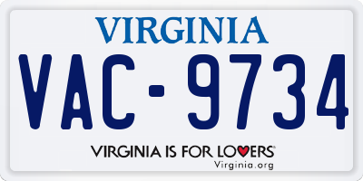 VA license plate VAC9734