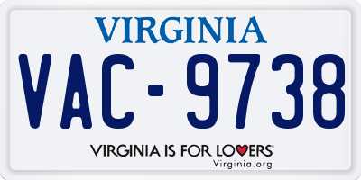 VA license plate VAC9738