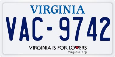 VA license plate VAC9742