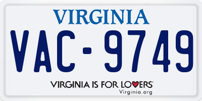 VA license plate VAC9749