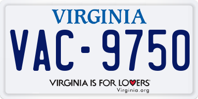 VA license plate VAC9750
