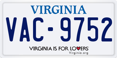 VA license plate VAC9752
