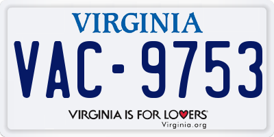 VA license plate VAC9753