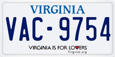VA license plate VAC9754