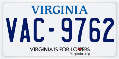 VA license plate VAC9762