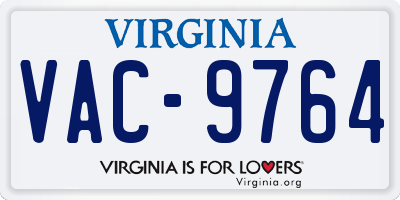 VA license plate VAC9764