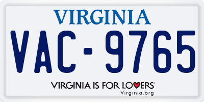 VA license plate VAC9765