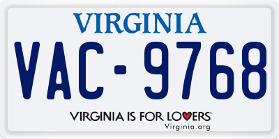 VA license plate VAC9768