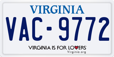 VA license plate VAC9772