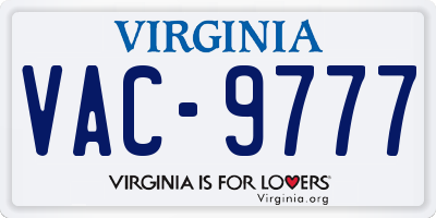 VA license plate VAC9777