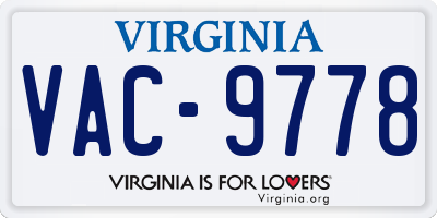 VA license plate VAC9778