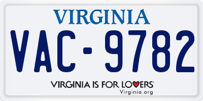 VA license plate VAC9782