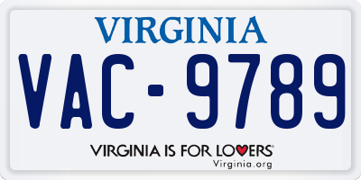 VA license plate VAC9789