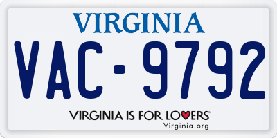 VA license plate VAC9792