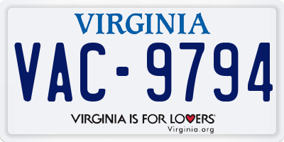VA license plate VAC9794