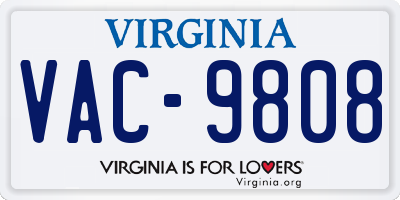 VA license plate VAC9808