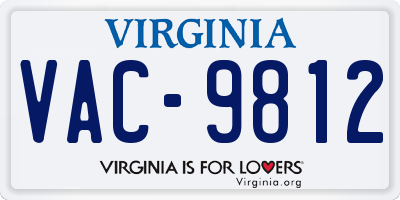 VA license plate VAC9812