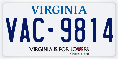 VA license plate VAC9814