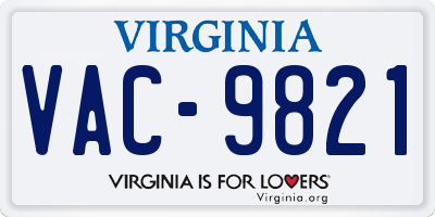 VA license plate VAC9821