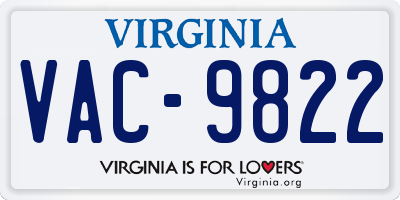VA license plate VAC9822