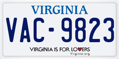 VA license plate VAC9823