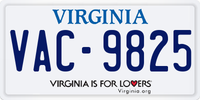 VA license plate VAC9825