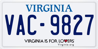 VA license plate VAC9827