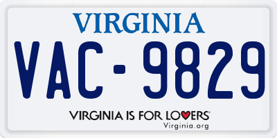 VA license plate VAC9829