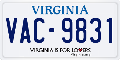 VA license plate VAC9831