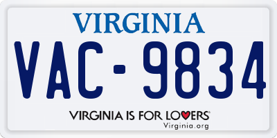 VA license plate VAC9834