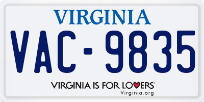 VA license plate VAC9835