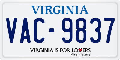 VA license plate VAC9837