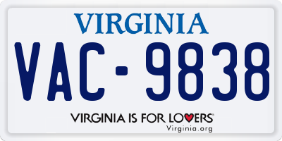 VA license plate VAC9838