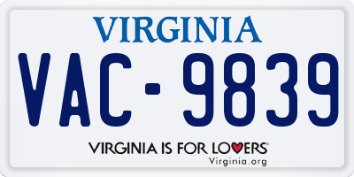 VA license plate VAC9839