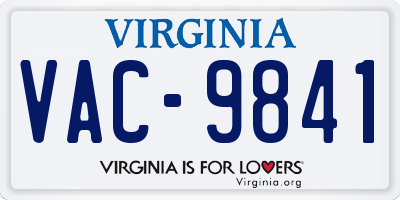 VA license plate VAC9841