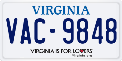 VA license plate VAC9848