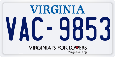 VA license plate VAC9853