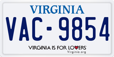 VA license plate VAC9854